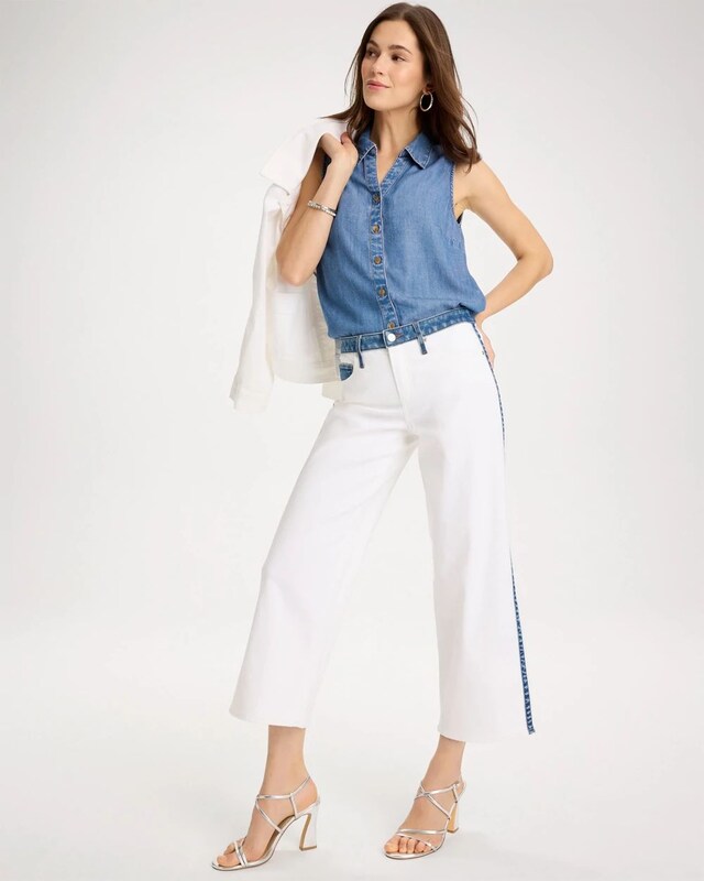 Girlfriend Straight Colorblock Jeans - image 2